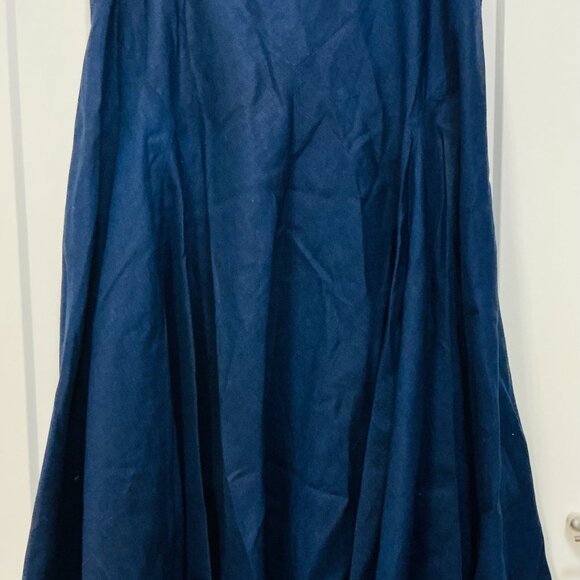 Lauren Ralph Lauren | Navy A-Line Linen Skirt | L - Picture 2 of 2